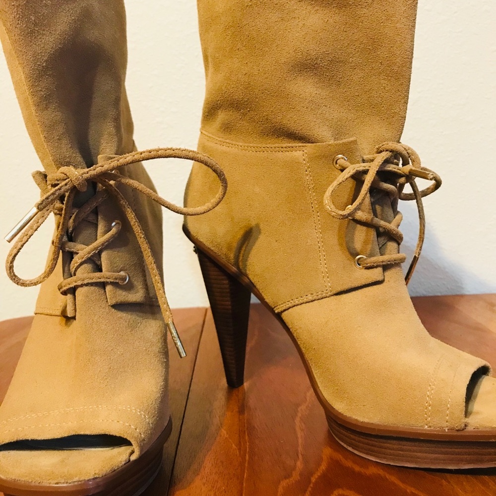 Michael kors high heel boots brown leather sz 8.5